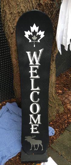 Welcome Sign Vertical Front Door Front Porch Snowboard Sign Canada Moose Small